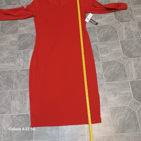 New York & Company Red Sheath Dress 3/4 Raglan Sleeves Size L - Picture 11 of 12